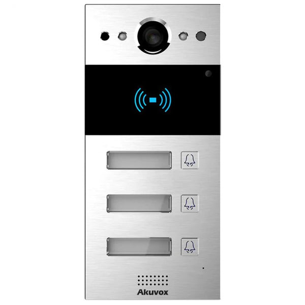 Akuvox IP 3-Button External Station With MiFare Reader, Mobile App, 2MP, Aluminium Panel, IP65, POE / 12VDC, Surface Mount (Flush Mount: R20K-FLM / Surface Mount Raincover: R20K-SRC)
