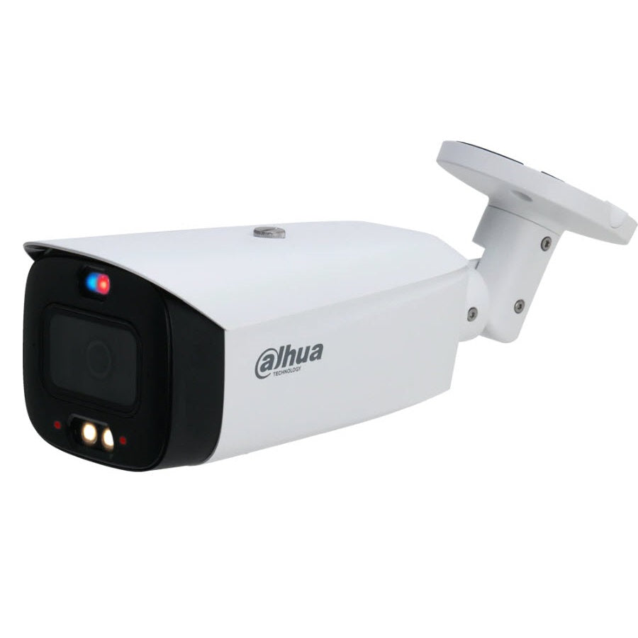 ***EOL*** Dahua 8MP IP WizSense AI Series Full Colour Active Deterrence TiOC 2.0 Bullet Camera, SMD 4.0, Quick Pick, AI SSA, Perimeter, Starlight, 2.8mm, 120dB WDR, 30m IR / White Light, POE / 12VDC, IP67, MicroSD, Built-in Dual Mics / Speaker, Red / Bl