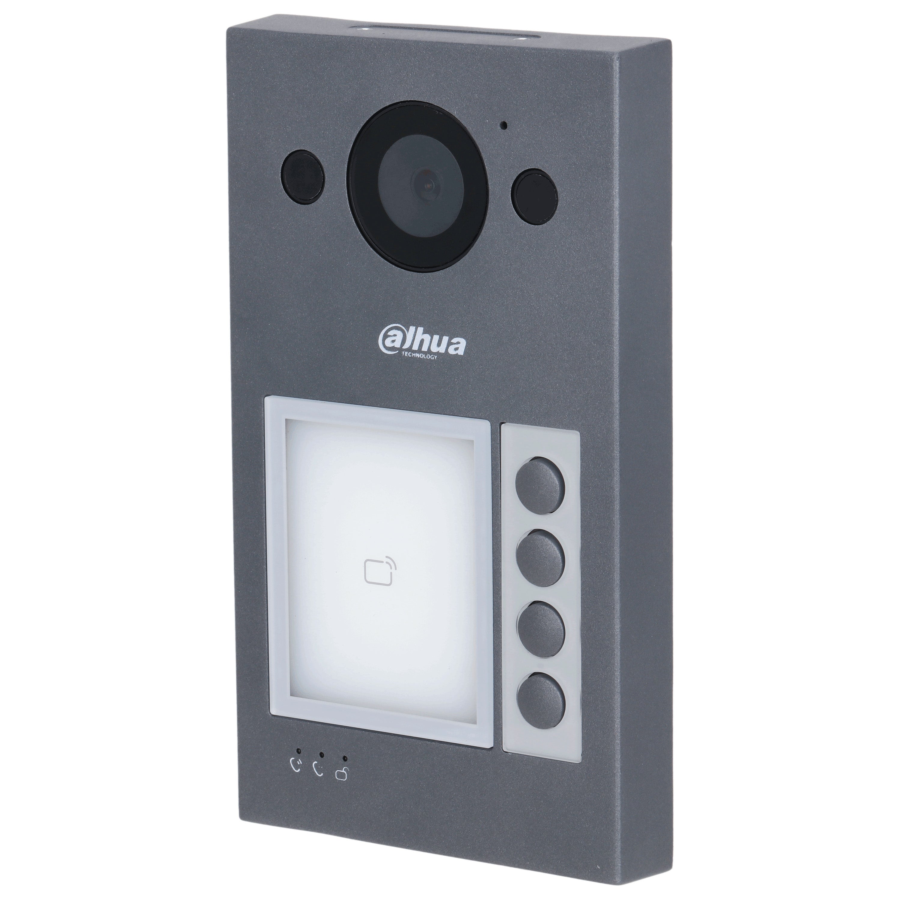 Dahua IP WiFi Villa 4-Button External Station, 2MP, With MiFare Reader, Mobile App, IK08, IP65, POE / 12VDC, Surface Mount, Video & Audio Messaging, Aluminium Panel