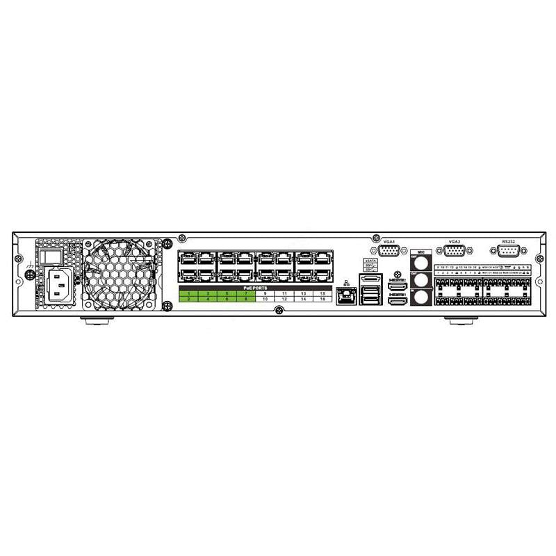 VIP* Vision 16Ch Professional Series NVR, 320MB, 2 x HDMI / VGA, 4 x HDD, 1 x Gigabit NIC, 16 x ePOE **NO HDD INSTALLED**