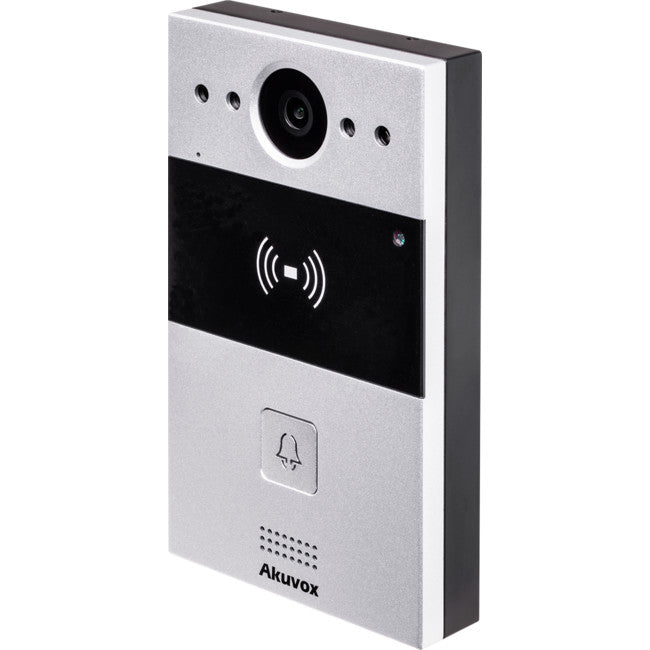 Akuvox IP / 2-Wire 1-Button External Station With MiFare Reader, Mobile App, 2MP, Zinc Alloy Panel, IP65, POE / 24 Or 48VDC, Surface Mount (Flush Mount: R20A-FLM / Surface Mount Raincover: R20A-SRC)