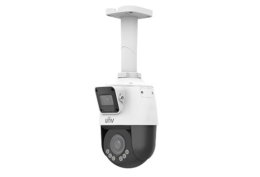 Uniview 2MP IP Deep Learning AI Series 4x IR Tri-Guard **DUAL-LENS** PTZ Camera, Perimeter, Auto-Tracking, PTZ / Fixed Camera Alarm Linkage, LightHunter, 2.8-12mm, 120dB WDR, 50m IR, 10m White Light, Twin Streams, MicroSD, POE or 12VDC, Built-in Mic / S