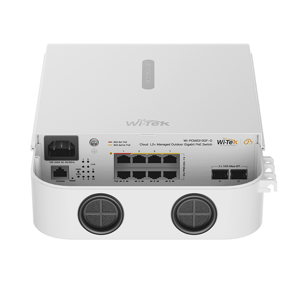 Wi-Tek 8 Port Outdoor PoE Switch, Cloud Managed, 2× SFP Ports, IP65 Rated, 110W PoE Budget