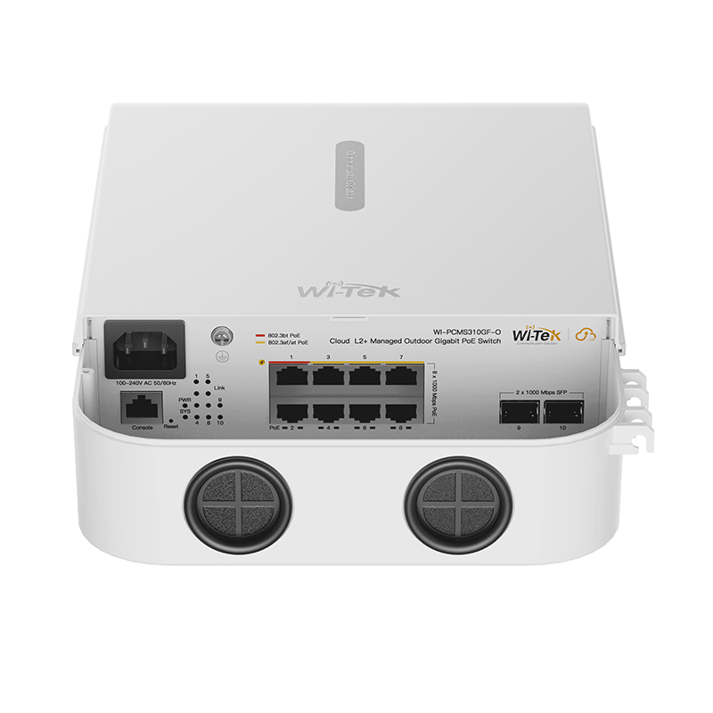 Wi-Tek 8 Port Outdoor PoE Switch, Cloud Managed, 2× SFP Ports, IP65 Rated, 110W PoE Budget