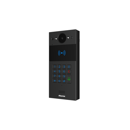 Akuvox IP Compact **BLACK** External Station With Keypad, MiFare / NFC Reader, Mobile App, 2MP, Aluminium Panel, IP65, POE / 12VDC, Surface Mount (Flush Mount: R20K-FLM / Surface Mount Raincover: R20K-SRC)