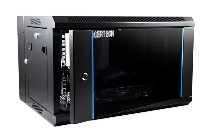 Certech 6RU 450mm Deep Swing Frame Cabinet With 1 x Fixed Shelf and 10 x Cage Nuts