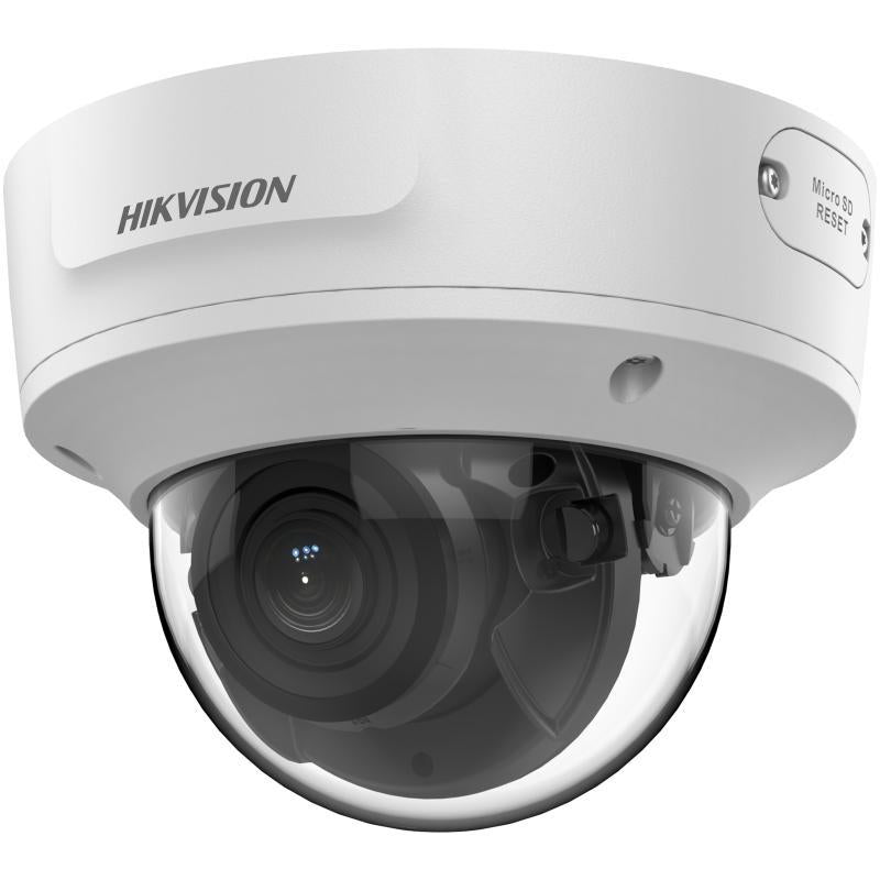 Hikvision 8MP IP Pro Series IR Motorised Vandal Dome Camera, DarkFighter, AcuSense, Perimeter, Face Capture, 2.8-12mm, 120dB WDR, 40m IR, POE / 12VDC, IP67, IK10, MicroSD (Junction Box: DS-1280ZJ-DM55, Wall Mount: DS-1473ZJ-155)