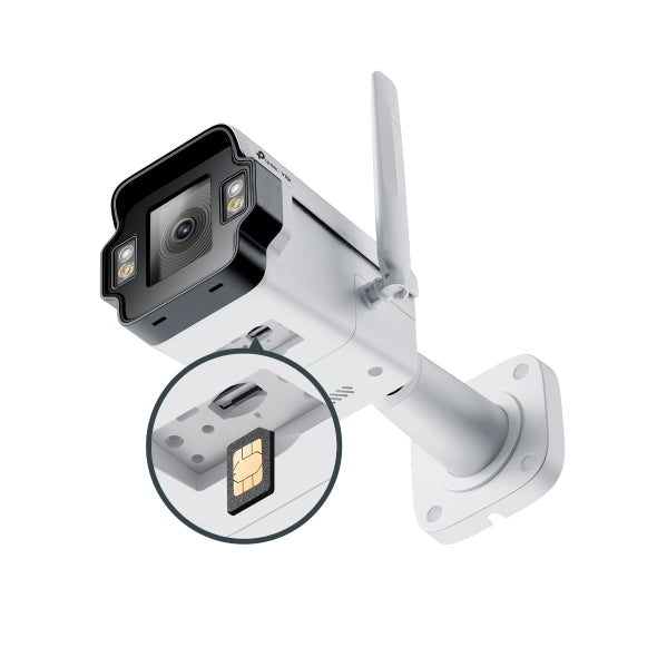 VIGI By TP-Link 4MP LTE Full-Color Bullet, 4G Cat4, Full-Color & IR Night Vision, Human & Vehicle Detection, Smart Detection, Two-Way Audio, SmartVid, 4mm, 120dB WDR, IP67, Built-in Mic & Speaker (Wall Mount: VJB-240, Junction Box: VJB-300)