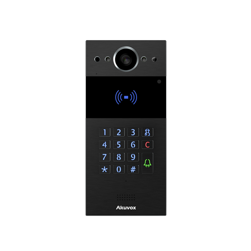 Akuvox IP Compact **BLACK** External Station With Keypad, MiFare / NFC Reader, Mobile App, 2MP, Aluminium Panel, IP65, POE / 12VDC, Surface Mount (Flush Mount: R20K-FLM / Surface Mount Raincover: R20K-SRC)