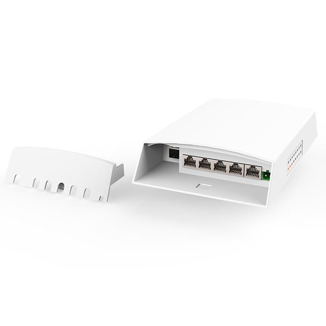 Wi-Tek 6-Port Outdoor Gigabit Unmanaged POE Switch, 5 x POE, 1 x SFP, 83W, Max 60W On Port 1, Passive 24V POE Out On Port 2, POE In On Port 4 / 48VDC, Wall / Pole Mount