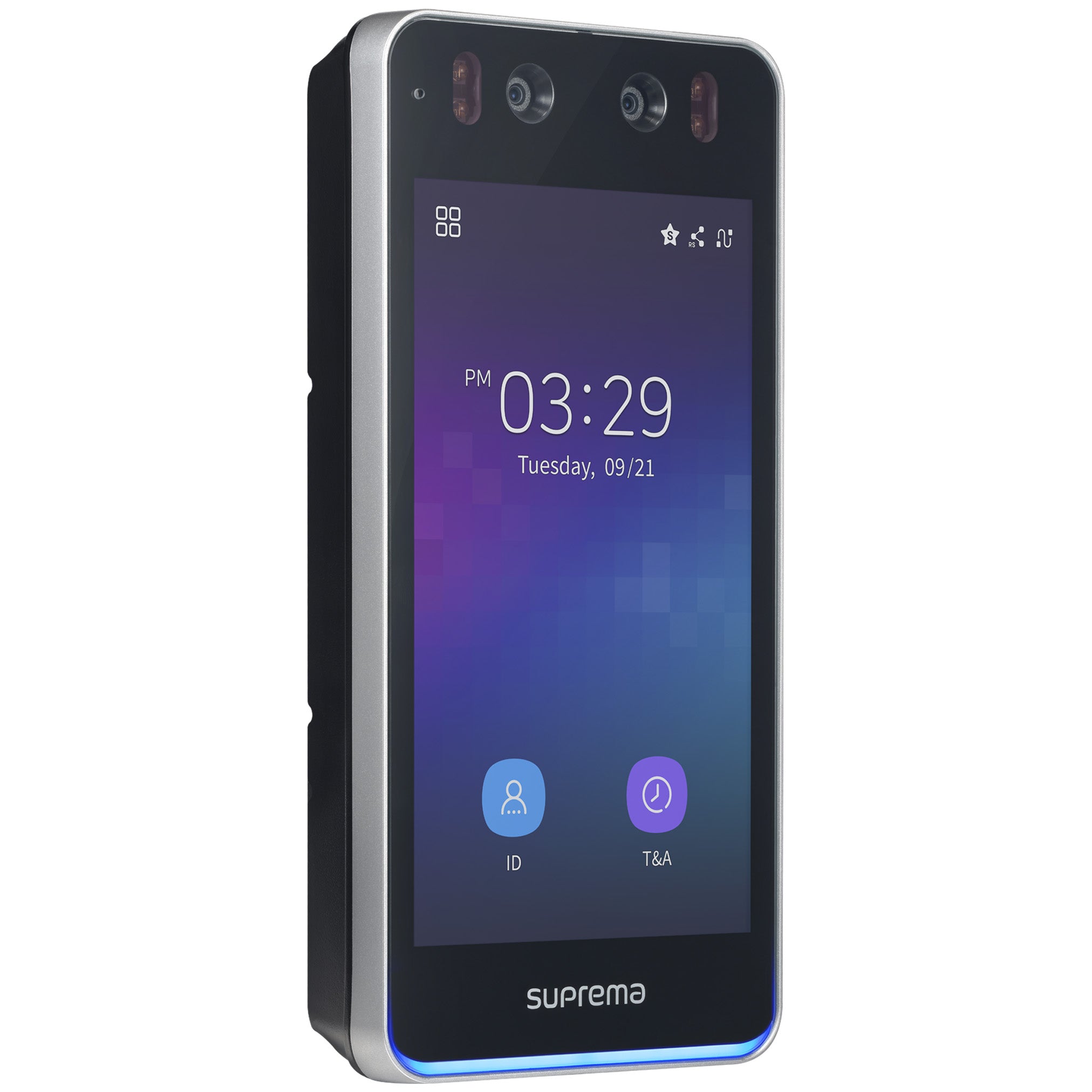 Suprema BioStar Air  BioStation 3 Access Control Terminal, Compatible, Digital Keypad, 5" Touch Screen, EM / MiFare / MiFare Plus / iCLASS / DESFire / NFC / Bluetooth / QR Code Reader, Facial Recognition, Mobile App, 2MP, IP65, POE / 12VDC