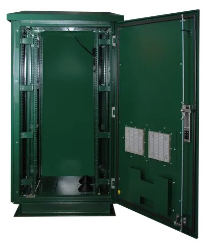 Certech 27RU 600mm Deep Outdoor Freestanding Cabinet With Quad Fan Kit, Serviceable Input / Output Filters, Front Lock, IP45 Rated - FOREST GREEN