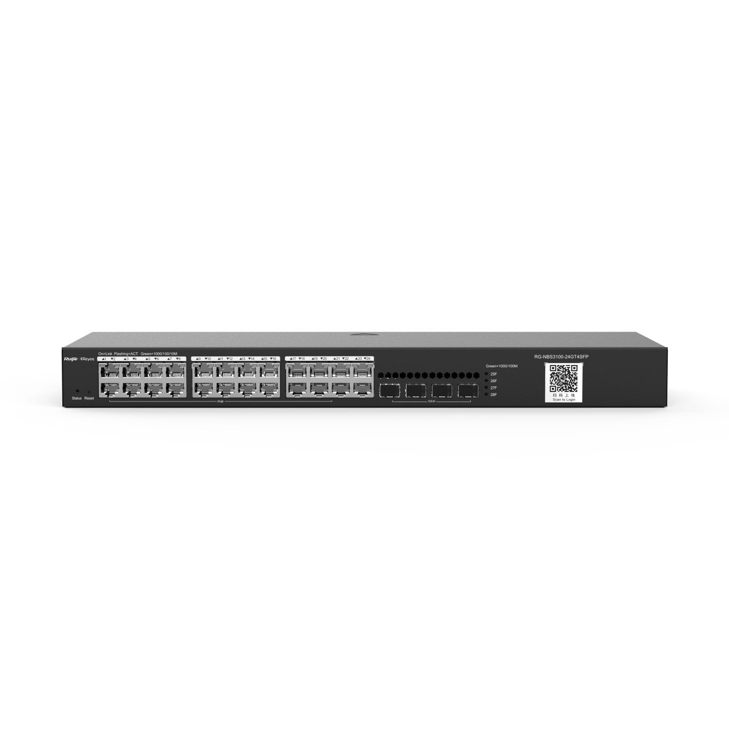 Ruijie Reyee 28-Port Gigabit Cloud Managed Switch, 4 x SFP, Rack Mount