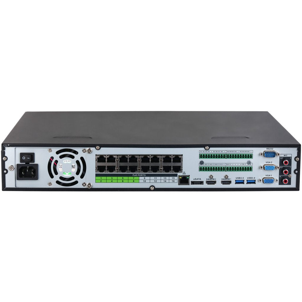 Dahua 16 Channel, WizSense AI Series, 16 x POE, 2RU, 384MB (200MB With AI Function Enabled), 1 x Gigabit NIC, 4 x HDD **NO HDD INSTALLED**