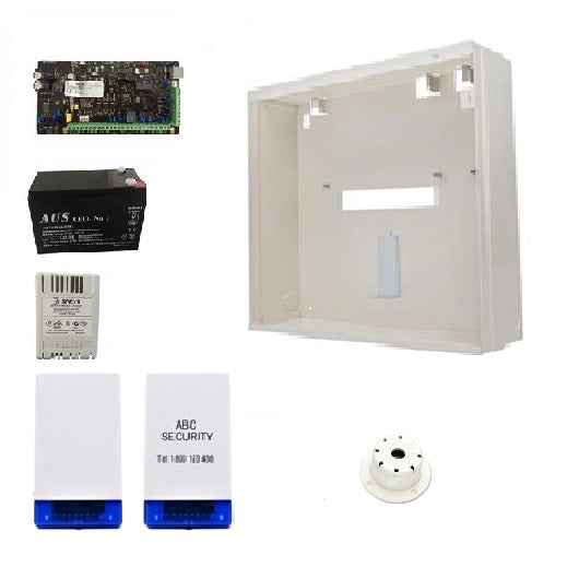 Bosch Solution 3000 Basic Starter Kit With Control Panel (ICP-SOL3-P), Enclosure (MW250), Plug Pack (PP18-1.33), Battery (BATT12-7), Combo Siren (WP16), Top Hat Screamer (WP08) **NO KEYPAD, DETECTORS OR PHONE LEAD**