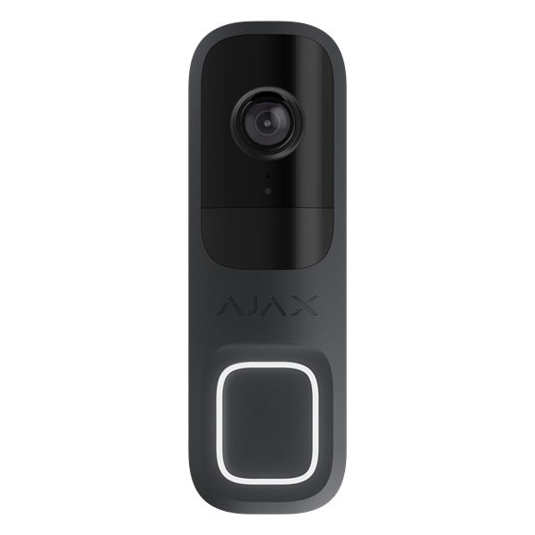 Ajax 4MP **GRAPHITE** WiFi Video Doorbell With AI Object Recognition, 6m IR, 155° View Angle, 12-24VDC Or 16-24VAC, 2.4GHz WiFi Connectivity, IP54, 145H × 47W × 34D mm