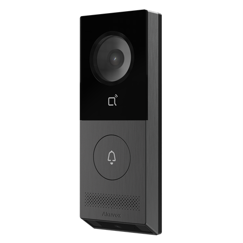 Akuvox IP 1-Button Compact External Station, 5MP + 2MP Dual-Lens, Vertical Wide Angle With Parcel Detection, Bluetooth, QR Code Reader, MiFare / NFC / Reader, Mobile App, IP65, POE / 12VDC