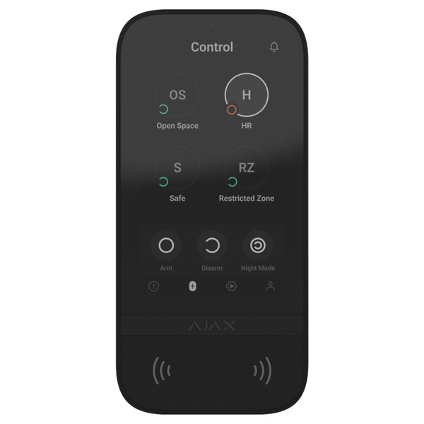 Ajax KeyPad TouchScreen BLACK - 2 Way Wireless 5" Touch Screen Keypad with Proximity Reader