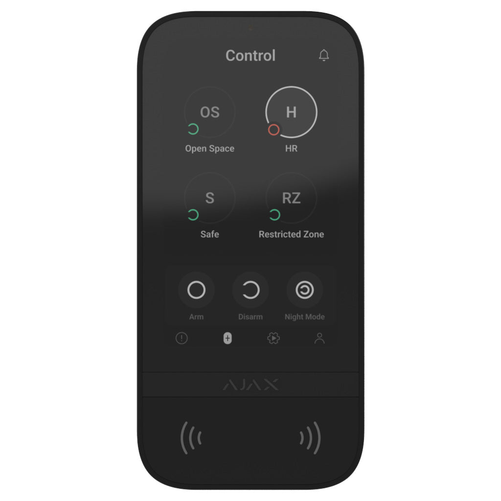 Ajax KeyPad TouchScreen BLACK - 2 Way Wireless 5" Touch Screen Keypad with Proximity Reader