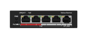 Hikvision HiLook 4 Port 35W PoE Switch, 4 x 100 Mbps PoE, 1 x 100 Mbps Uplink, 250m Distance On Extend Mode