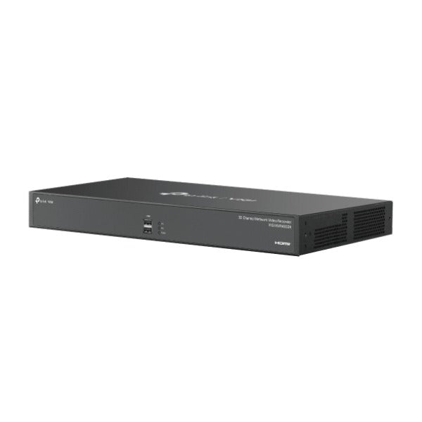 VIGI By TP-Link 32 Channel NVR, 4K HDMI & Independent VGA Output, 8MP Support, 16 Channel @ 2MP Decoding, 320Mbps Bandwidth, H.265+, Smart Detection & Alarms, Two-Way Audio, Simultaneous Playback, ONVIF, Remote Monitoring, 4× SATA up to 64TB, Dual Gigab