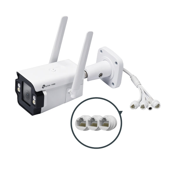 VIGI By TP-Link 4MP LTE Full-Color Bullet, 4G Cat4, Full-Color & IR Night Vision, Human & Vehicle Detection, Smart Detection, Two-Way Audio, SmartVid, 4mm, 120dB WDR, IP67, Built-in Mic & Speaker (Wall Mount: VJB-240, Junction Box: VJB-300)