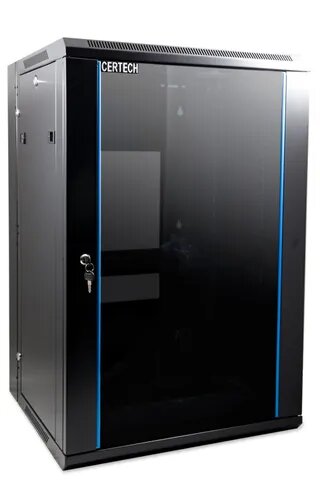 Certech 18RU 600mm Deep Swing Frame Cabinet With 1 x Fixed Shelf, 2 x Fans and 10 x Cage Nuts