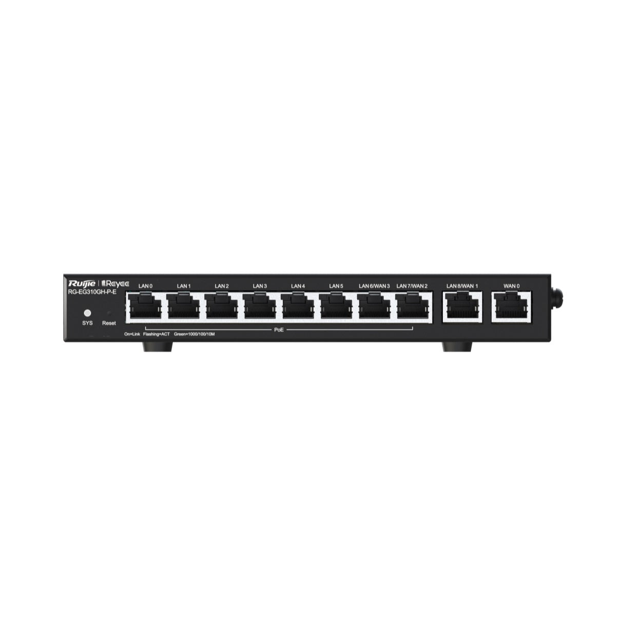 Ruijie* Reyee 10-Port Gigabit Cloud Managed POE Router, 1 x WAN, 6 x LAN, 3 x LAN / WAN, 8 x POE, 110W
