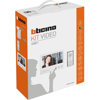 Bticino 4W One-Family Basic 7" Colour Video Handsfree Kit, Expandable Up To 4 Additional Internal Stations And 1 Additional External Station Or CCTV Camera. System Functions Include: Call, Intercommunicate, Door Lock Activation, Image Cycling, Multiple