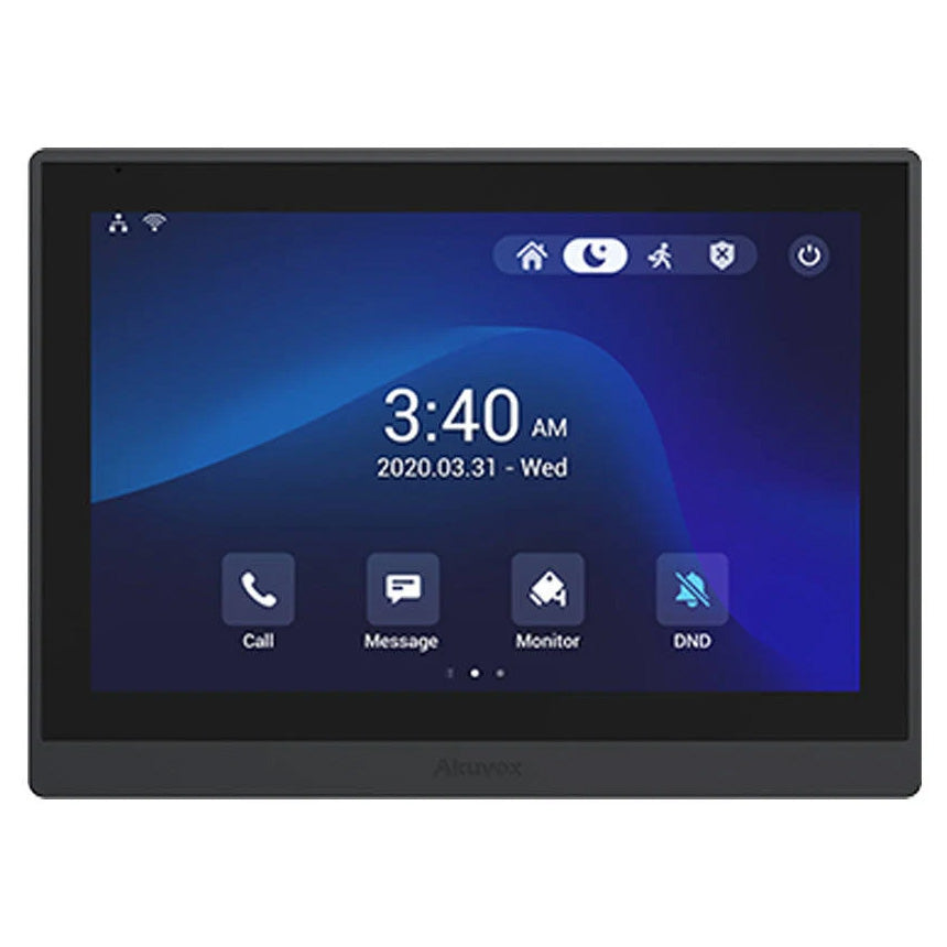 Akuvox IP 10" Video Handsfree Smart Decor Internal Unit **BLACK** With 2x Inbuilt Dry Contact Relay Output, POE / 12VDC (Android Version)