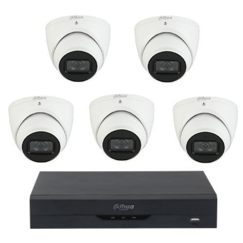 Dahua 8CH Lite Series 5MP Eyeball Lite AI Kit - 1 x NVR4108HS-8P-AI-4TB, 5 x IPC-HDW2541EMP-AS-ANZ | Starlight, SMD Plus, 2.8mm, 120dB WDR, 30m IR (Wall Mount: PFB204W, Junction Box: PFA130-E)