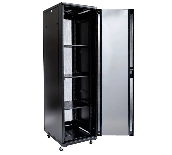 Certech 42RU 600 (W) x 1000 (D) Premier Series Server Rack With 3 x Fixed Shelves, 4 x Fans, 1 x 6 Outlet Horizontal PDU, 25 x Cage Nuts, 4 x Castor Wheels & 4 x Levelling Feet