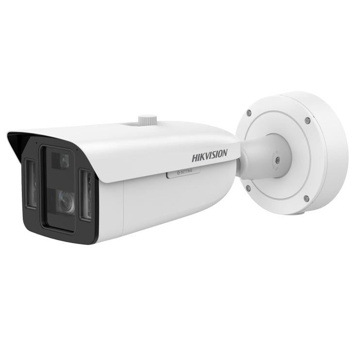 Hikvision 8MP ANPR / LPR DeepinView Series Motorised Vandal Bullet Camera, TandemVu, ColorVu, DarkFighter, Camera 1: 8-32mm, Camera 2: 4mm Lens, 140dB WDR, 30m IR, H.265, POE/12VDC/AC24V, IK10, IP67, Built In Heater, MicroSD, Detection Range Up To 8m Widt