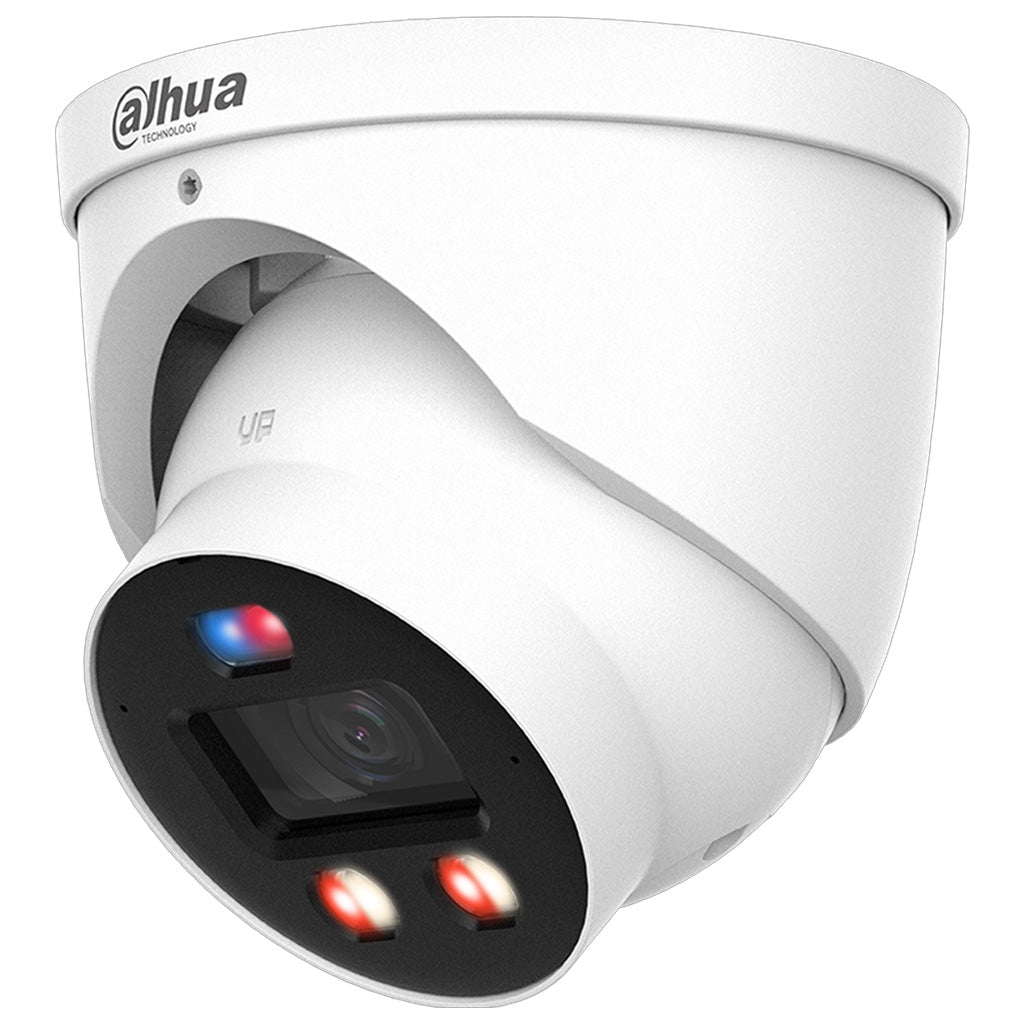 Dahua 6MP IP WizColor AI Series Full Colour Active Deterrence TiOC 3.0 Eyeball Camera, SMD 4.0, AcuPick Ready, Quick Pick, AI SSA, Perimeter, AI-ISP, 2.8mm, 120dB WDR, 30m IR / White Light, POE / 12VDC, IP67, MicroSD, Built-in Mic / Speaker, Red / Blue
