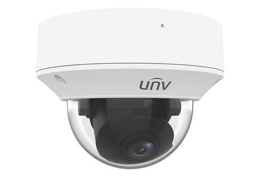 Uniview 5MP IP Prime Deep Learning AI Series IR Vandal Dome Camera, Perimeter, Face Detection, People Counting, LightHunter, 2.7-13.5mm, 120dB WDR, 50m IR, Triple Streams, Built-in Mic / Speaker, MicroSD, POE or 12VDC, IP67, IK10 (Wall Mount: TR-WM04-IN