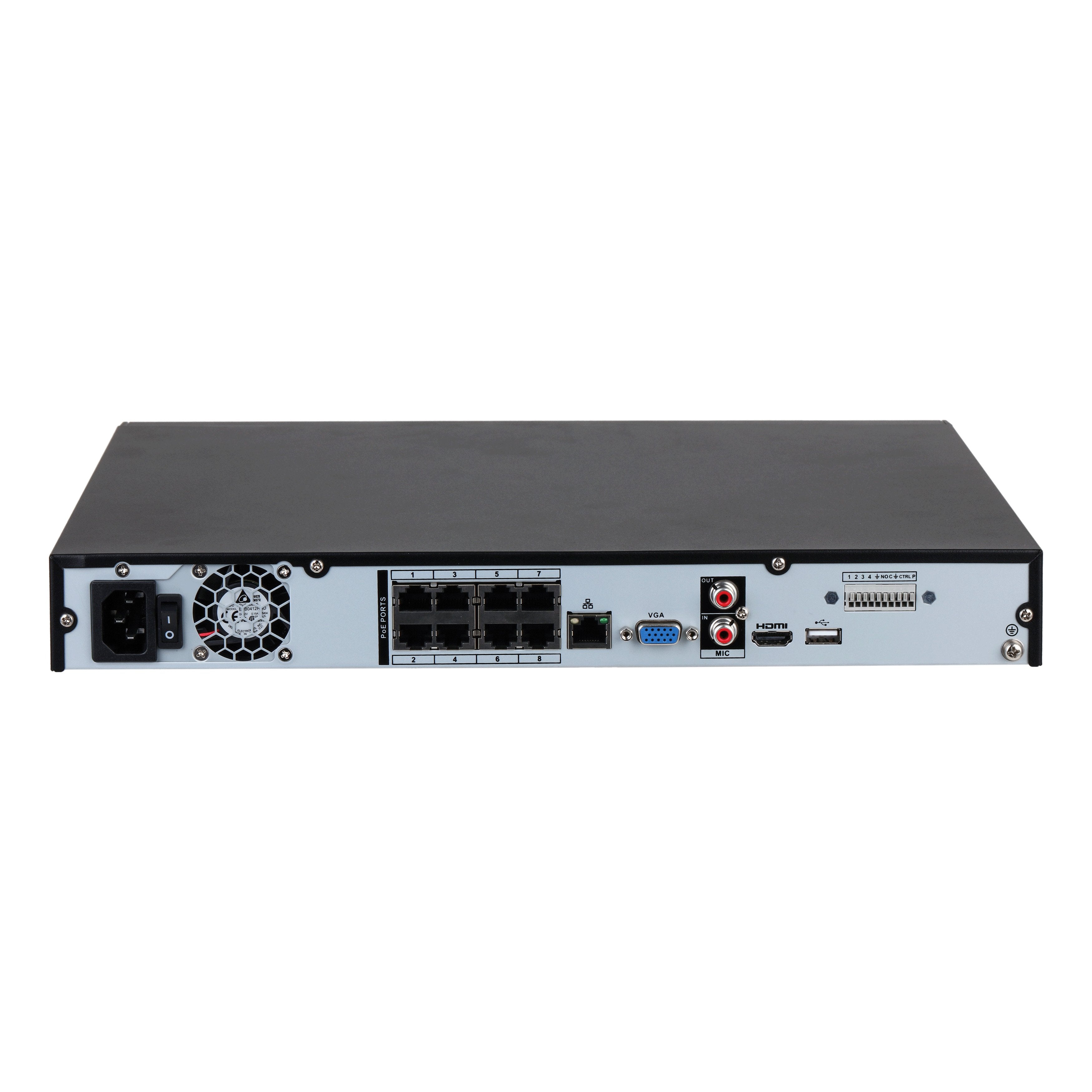 Dahua 8 Channel, WizSense AI Series, 8 x POE, 1RU, 180MB, 1 x Gigabit NIC, 2 x HDD, 1 x 4TB HDD Installed