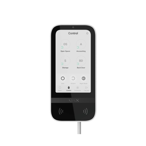 Ajax Fibra KeyPad TouchScreen WHITE - 2 Way Wireless 5" Touch Screen Keypad with Proximity Reader