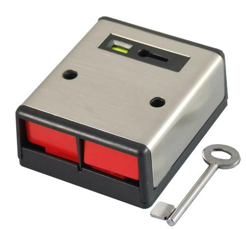 CQR Double Push Duress Panic Button, Latching, Stainless Steel, Key Resettable