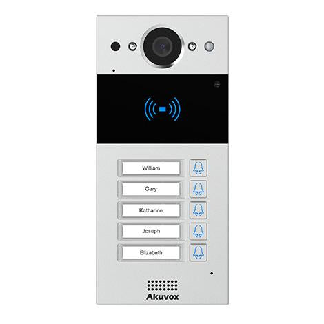 Akuvox IP 5-Button External Station With MiFare Reader, Mobile App, 2MP, Aluminium Panel, IP65, POE / 12VDC, Surface Mount (Flush Mount: R20K-FLM / Surface Mount Raincover: R20K-SRC) **REQUIRES ROUTER**