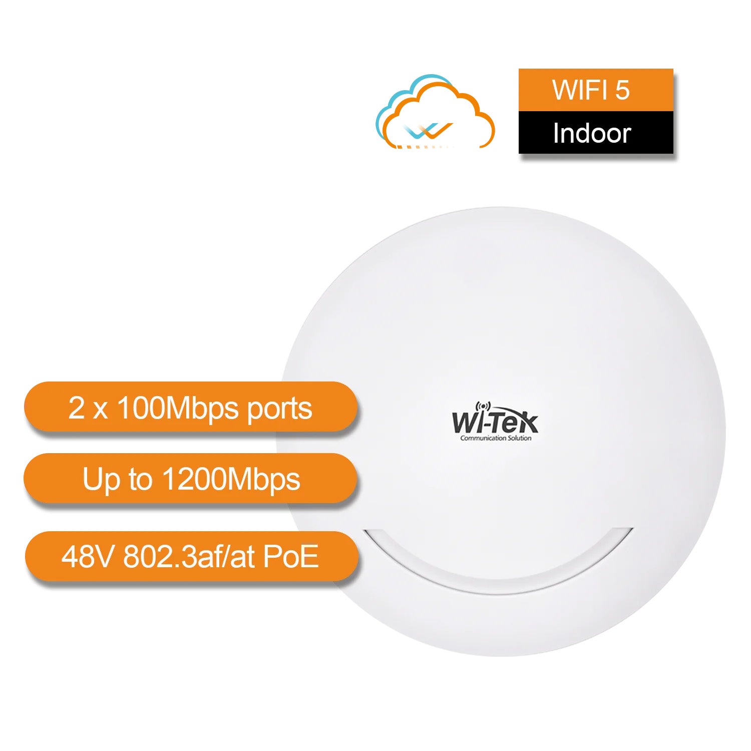 Wi-Tek Internal Access Point AC1200, 300Mbps, Dual Band Up To 1167Mbps, POE / 12VDC (Up To 20M Range)