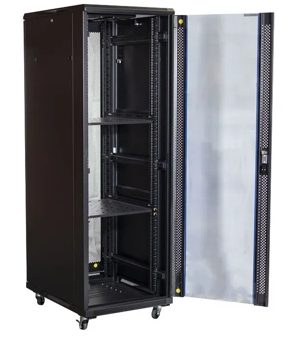 Certech 37RU 600 (W) x 1000 (D) Premier Series Server Rack With 2 x Fixed Shelves, 4 x Fans, 1 x 6 Outlet Horizontal PDU, 25 x Cage Nuts, 4 x Castor Wheels & 4 x Levelling Feet