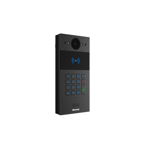 Akuvox IP Compact **BLACK** External Station With Keypad, MiFare / NFC Reader, Mobile App, 2MP, Aluminium Panel, IP65, POE / 12VDC, Surface Mount (Flush Mount: R20K-FLM / Surface Mount Raincover: R20K-SRC)
