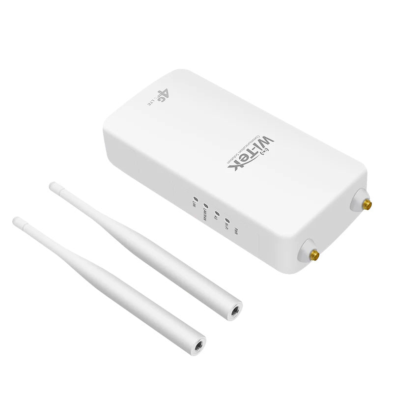 Wi-Tek 4G External Router, Up To 150Mbps LTE Cat4, 1 x 48VDC POE / 48VDC Input, 1 x POE Out, 300Mbps, IP65, Dual-Omni Antennas **REQUIRES SIM CARD** (No Longer Powered By 12V)