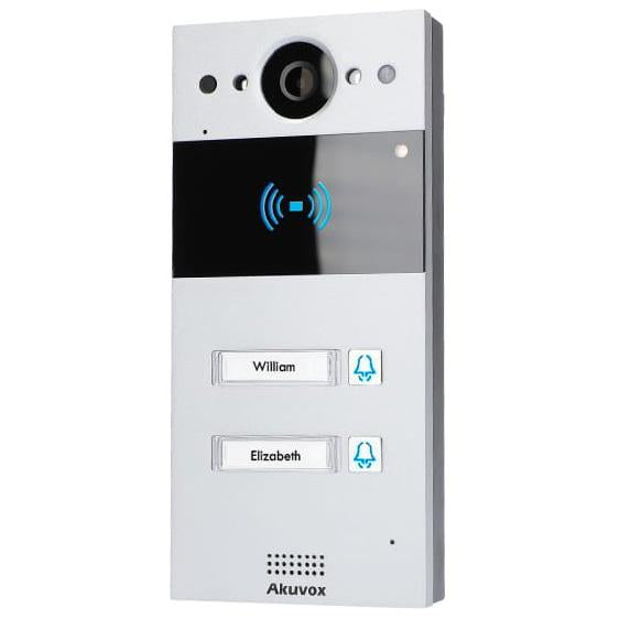 Akuvox IP 2-Button External Station With MiFare Reader, Mobile App, 2MP, Aluminium Panel, IP65, POE / 12VDC, Surface Mount (Flush Mount: R20K-FLM / Surface Mount Raincover: R20K-SRC) **REQUIRES ROUTER**