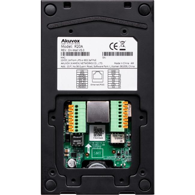 Akuvox IP / 2-Wire 1-Button External Station With MiFare Reader, Mobile App, 2MP, Zinc Alloy Panel, IP65, POE / 24 Or 48VDC, Surface Mount (Flush Mount: R20A-FLM / Surface Mount Raincover: R20A-SRC) **REQUIRES ROUTER**