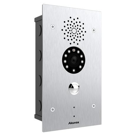 Akuvox IP 1-Button Vandal External Station, 2MP, Aluminium Panel, IP65, IK10, POE / 12 Or 24VDC, Surface Mount **REQUIRES FLUSH MOUNT BOX E21V-F & ROUTER**