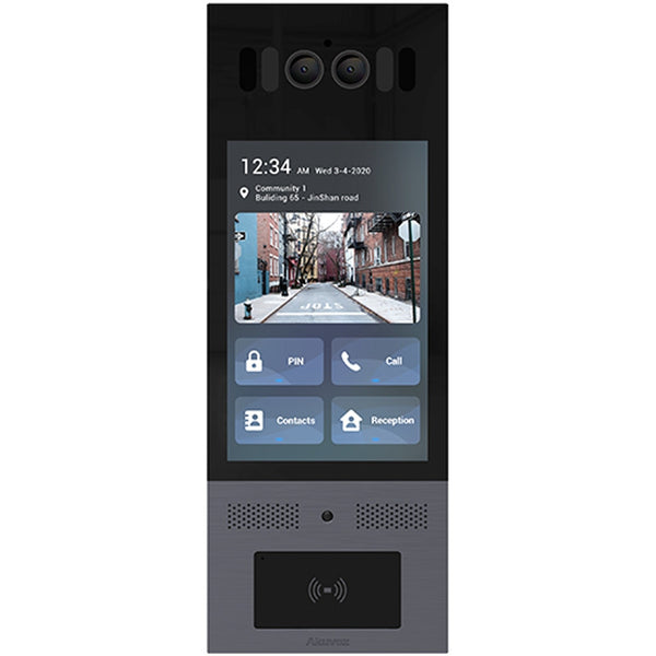 Akuvox IP Vandal Resistant Smart External Station With Digital Keypad, 8" Touch Screen, MiFare / NFC / QR Code Reader, Facial Recognition, Mobile App, 2MP, Stainless Steel Panel, IP65, IK10, POE / 12VDC, Surface Mount  (Flush Mount: X915S-FLM / Surface