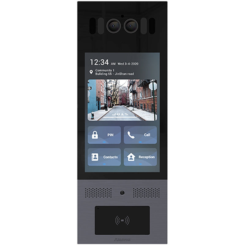 Akuvox IP Vandal Resistant Smart External Station With Digital Keypad, 8" Touch Screen, MiFare / NFC / QR Code Reader, Facial Recognition, Mobile App, 2MP, Stainless Steel Panel, IP65, IK10, POE / 12VDC, Surface Mount  (Flush Mount: X915S-FLM / Surface