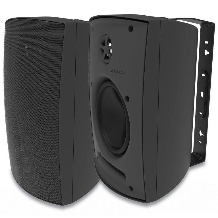 **CLEARANCE**  Adept Audio 6.5" Indoor / Outdoor 2-Way Premium On-Wall Speaker BLACK With Injection-Molded Polypropylene Woofers 100W ***PAIR***