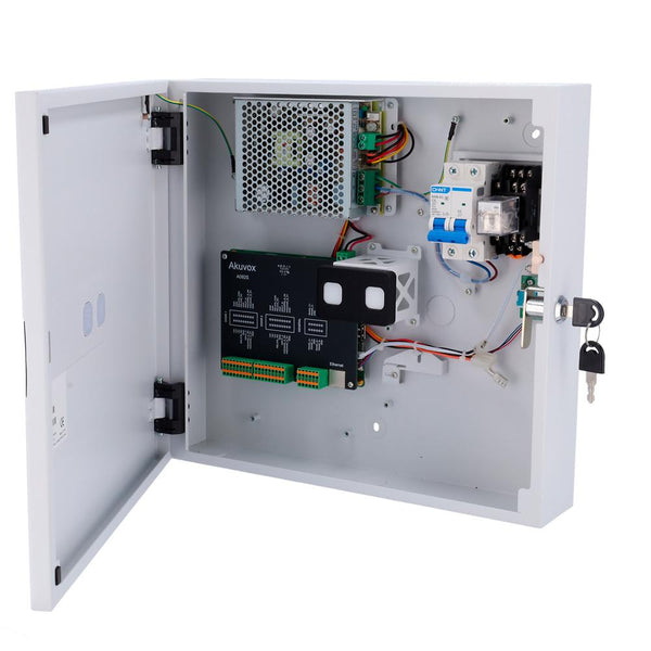 Akuvox 2-Door Controller With Enclosure, TCP/IP, Multi-Door Interlock, Anti-Passback, RS-485, OSDP, Wiegand, Emergency Door Release, Tamper Alarm, POE+, Battery Backup (Battery Not included)